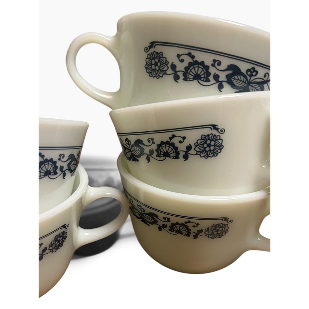 Vintage Glasbake Milk Glass Coffee Teacups Set of 5 -- Jeannette Glass USA